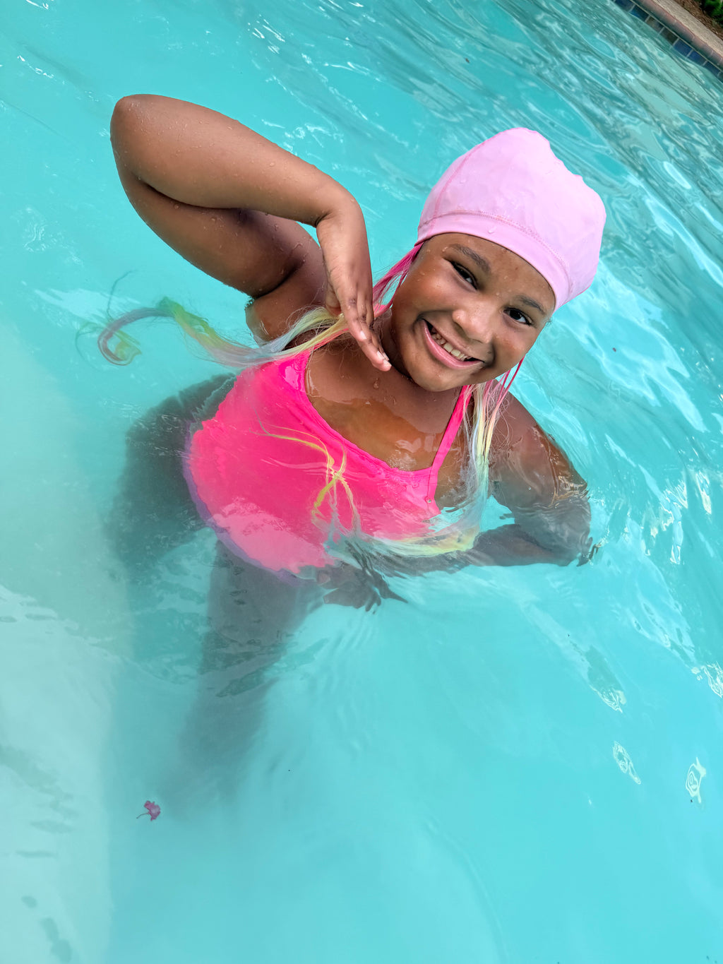 Swim Hair Splash Cap® | Kids Swim Cap with Attached Play Hair