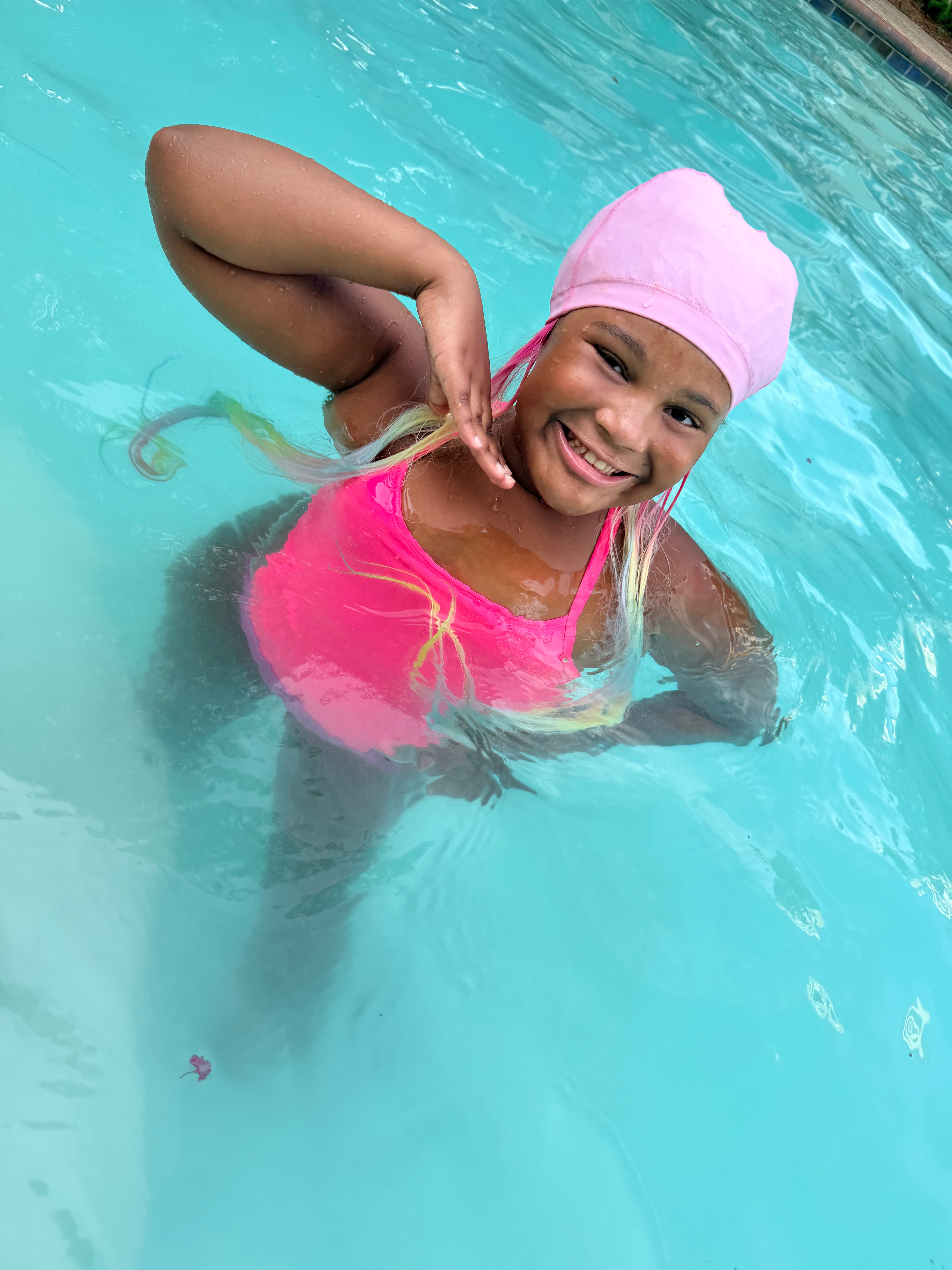 Swim Hair Splash Cap® | Kids Swim Cap with Attached Play Hair