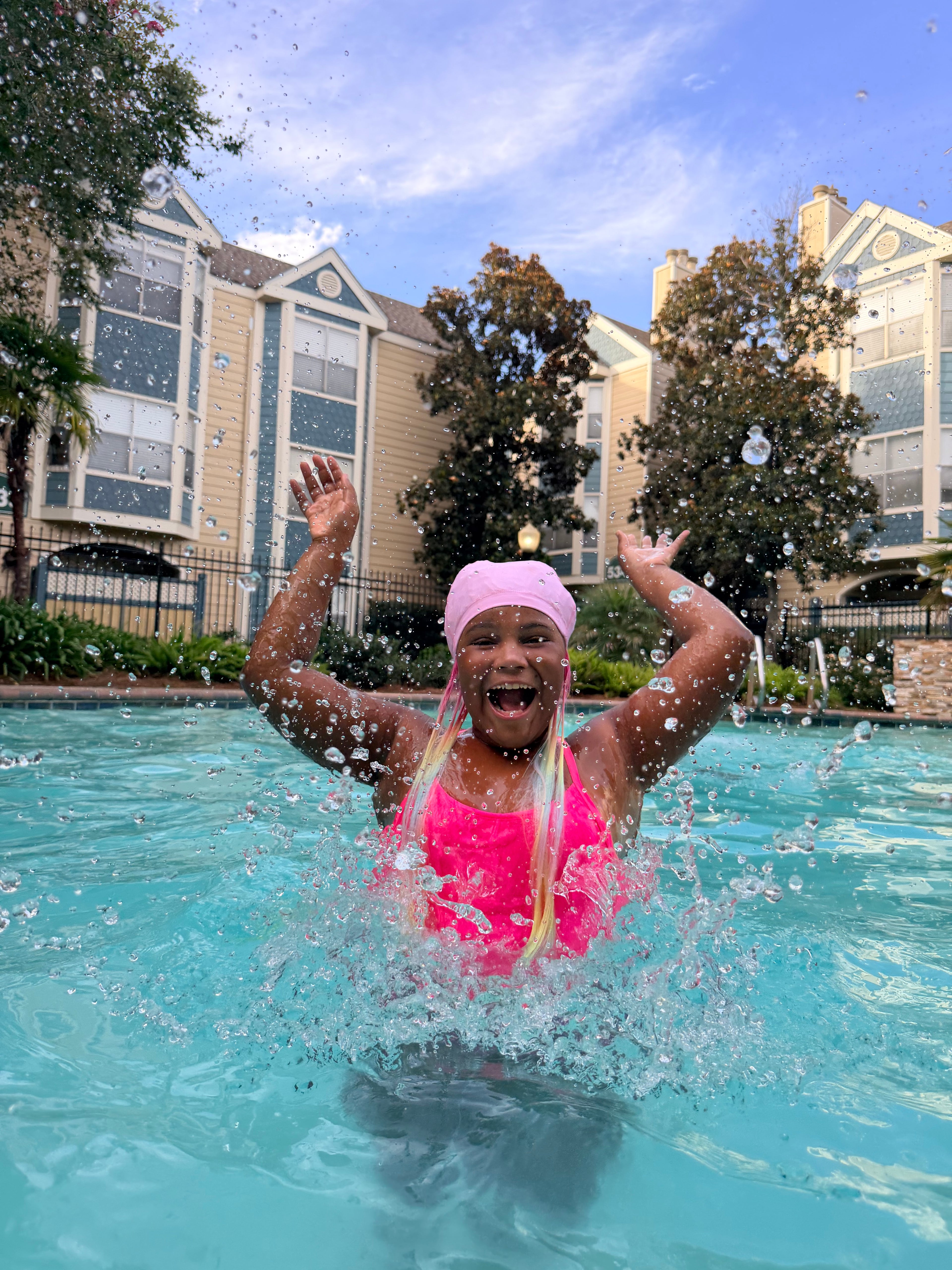 Swim Hair Splash Cap® | Kids Swim Cap with Attached Play Hair